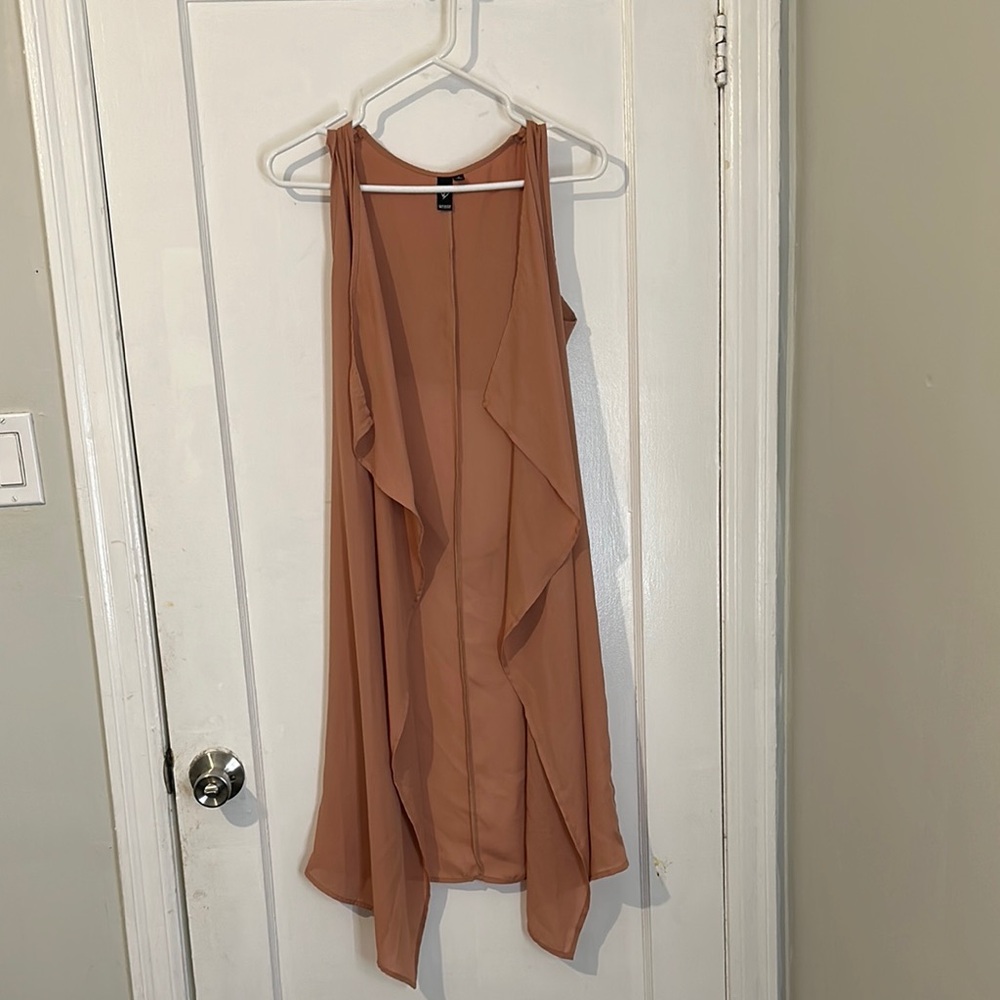Windsor Orange Asymmetrical Sleeveless Trench Coat Casual